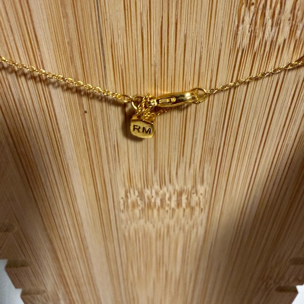 Rebecca Minkoff Initial Gold Tone Necklace with crystal accents. Letter “M” NWT - Picture 3 of 3